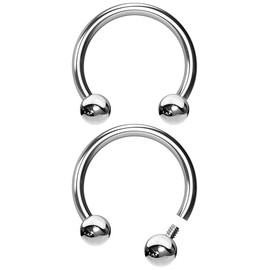2pcs EVONIX G23 Implant Grade Titanium Internal Thread Earrings 10mm 16g Horseshoe - Snake Bite Spiderbite Septum Cartilage Eyebrow Internally Threaded - Hypoallergenic Circular Barbell