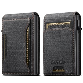 JCGOOD Men's Wallet, Bifold Large Capacity, Card Case, Thin, Leather, Card Slot, Women's, Money Clip, Card Holder, Minimalist Wallet, Photo Card Storage, Protective Case, black (denim)