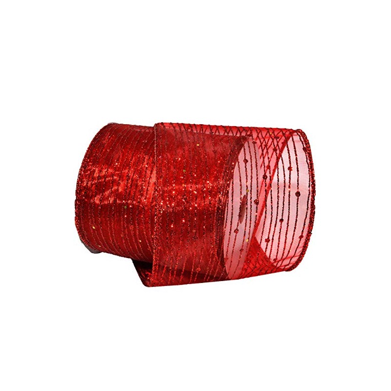 Morex Ribbon Twinkling Ribbon, 4" x 10 Yd, Red