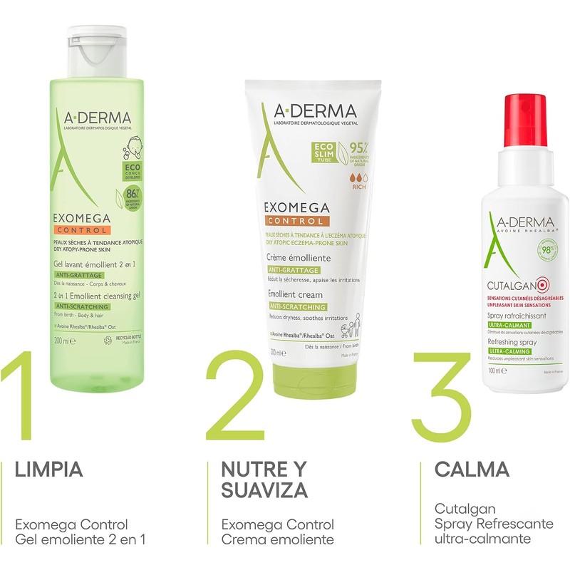 A-DERMA Exomega Control Gel Limpiador de Bebe Piel Atopica Muy