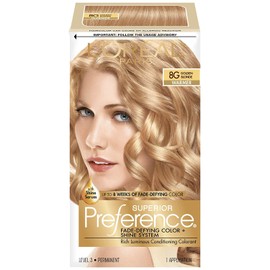 L'Oreal Paris Superior Preference Fade-Defying + Shine Permanent Hair Color, 8G Golden Blonde, Pack of 2, Hair Dye