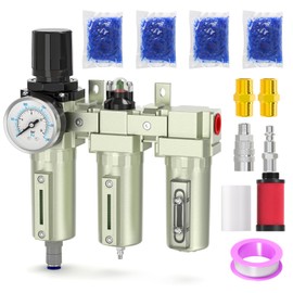 BOGERDACK Industrial Grade 3-Stage Air Drying System,3/4" NPT with Auto Drain,Desiccant Dryer,Air Regulator,Particulate Filter and Coalescing Filter for Paint Spray,Plasma Cutter
