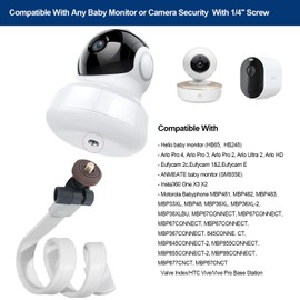 JAMUILS Flexible Twist Baby Monitor Mount with Mini Tripod Ball Head, Compatible with Hellobaby Babyphone HB65 Motorola Arlo Pro and Any Security Camera with 1/4 Screw Twist Holder