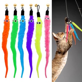 Luxiremi 12 pcs Cat Toys for Indoor Cats Kitten,Cat Teaser Wand Toy Replacement Refills,Cat Feather Toy Accessories,Worm Toy Cat Accessories for Bore