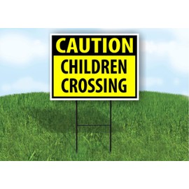 CAUTION Children Crossing YELLOW - Single Sided Yard Sign ROAD SIGN with Stand