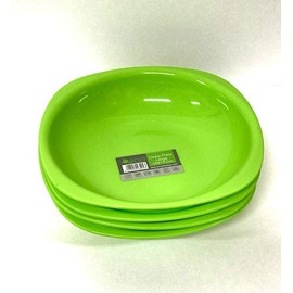 ECO Reusable Unbreakable Colourful Plastic Deep Dinner Plate Set-of-4 - Shatterproof - 100% Food Safe - Perfect for Camping, Indoors, Outdoors, and picnics (Green, Large)