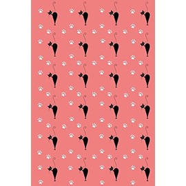  Journal: Black Cats and Paw Prints (Pink) 6x9 - LINED JOURNAL - Writing journal with blank lined pages