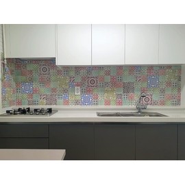 65 Units of 13designs Colorful Peel and Stick Tile Sticker DIY Decor for Backsplash and Stair Riser Staircase Self Adhesive Waterproof Vinyl Home Decal Wallpaper Decoration Victorian Spanish Talavera