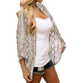 FINOCEANS Women's Kimono Cardigans V Neck Half Sleeve Cover Up Snake X-Large