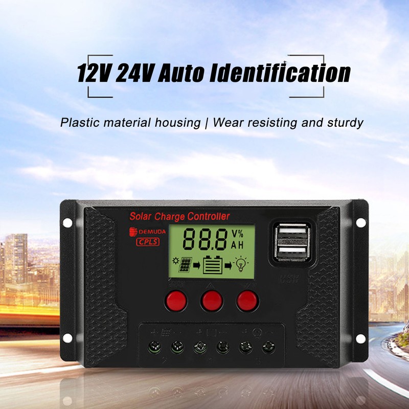 LCD PWM Solar Charge Controller 12V 24V Automatic Recognition Solar