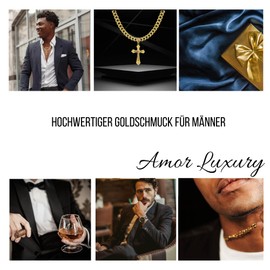 Amor Luxury Gold chains men's cross 585, chain men's 925/585 - gold chain men's 585 solid - cross chain - gold chain cross chain - men's necklace men's thick 6.5 mm armour, Sterling Silver