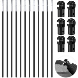 Wesiti Trampoline Fiber Glass Rods for Top Ring of Net Enclosure Fiberglass Poles for 8/10/12/14/15/16Ft Frame with Tube Caps, Not for The Plastic T Connector(for 14ft Trampoline Frame)