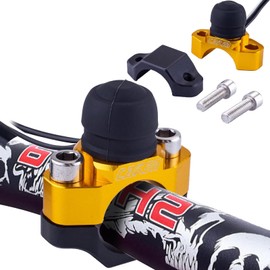 PRO CAKEN CNC Motorcycle ATV Water Proof Engine Start Stop Kill Switch Button for Electric Motorcycle Scooter Bike Modification Universal Parts with Mounting Backplate-Gold 2Pcs