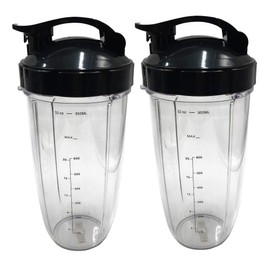 JOYSTAR 2pcs Replacement parts 32oz Huge cup with Flip Top To-Go Lid, Compatible with Nutribullet prime/balance/lean/Max/select with 1200W Blender Juicer (4)