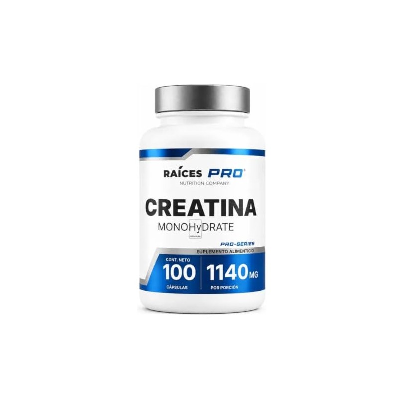 Creatina Monohidratada Raíces Pro 100 Capsulas Sin Sabor