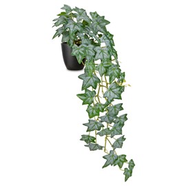 GnFlus Realistic Fake Pothos Ivy Plant with Pot Artificial Leaves Featuring a White Frosted Finish for Home Shelf Decor Indoor Silk Artificial Plant Large
