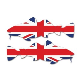 2 x 10cm Cod Fish Vinyl Stickers - Fishing UK British Flag Men's Dad Brother Hobby Uncle Grandad Sticker #82793