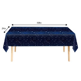 JHDZDHY 3 Pack Space Tablecloth Starry Night Tablecloth, Disposable Plastic Galaxy Table Cover, 54 X 108 Inch Space Themed Party Supplies for Birthday Parties Decorations (Blue)