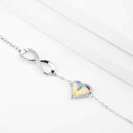 Beutirer Infinity Bracelets for Womens, Love Heart Bracelet for Women, 18K White/Rose Gold Bracelet, Ladies Bracelets Gifts for Her Birthday Mum Wife Anniversary