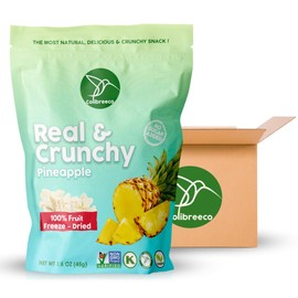Colibreeco, Freeze-Dried Fruit, Pineapple, 1.6 Ounce (Pack of 6), Real and Crunchy, Non-GMO, Kosher and Vegan, 100% Fruit, No Sugar Added, Excellent for Healthy Snacks and Gluten Free.