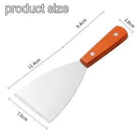 WEZCHUGHAOL Two Piece Stainless Steel Grill Scraper Tool, Suitable for Flat top teppanyaki Barbecue, Multifunctional Scraper, Suitable for Home Baking and Cooking of Pancakes, Pizzas, Beveled Edges