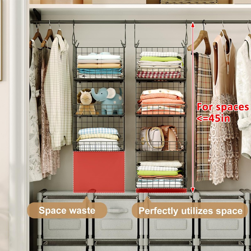 4 Tier Closet Hanging Organizer, Closet Organizers and Storage with