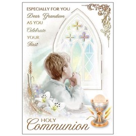 1st Holy Communion Greeting Card Grandson Symbolic Boys