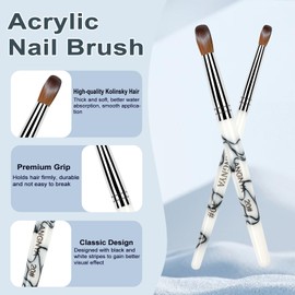 ANGNYA Big Size Acrylic Nail Brush Classical Design White Acrylic Handle Kolinsky Nail Brush 20#