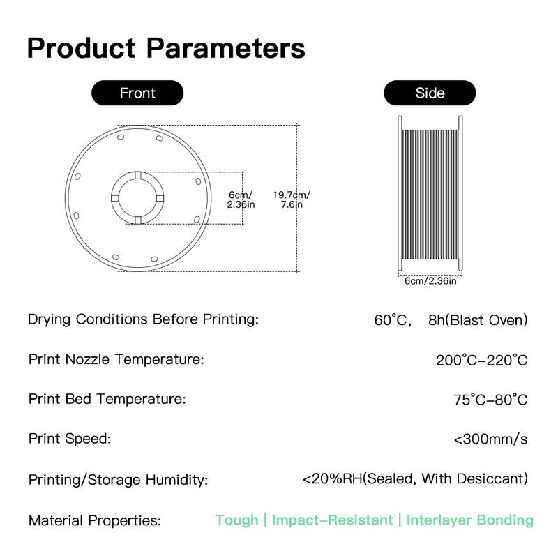 Glow PLA 3D Printer Filament 1.75mm ±0.03mm 2.2lbs - Glow