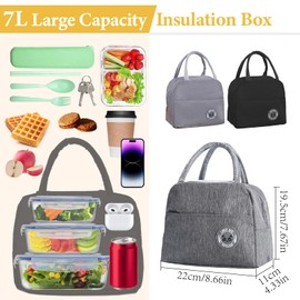 PXBSNB Pack of 2 Small Cool Bags, 6 L Small Cool Bag for Travel, Lunch Bag Insulated with Foil Lining, Portable Cool Bag, Foldable with 3 Cutlery, Lunch Bag for School, Office, Picnic, Travel