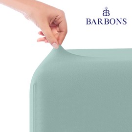 BARBONS Fitted Sheet 140 x 200 cm - 100% Cotton Fitted Sheet, Oeko-Tex Certified, Jersey Bed Sheet, Fitted Sheet, Mattress Height up to 25 cm (Green - 140 x 200)