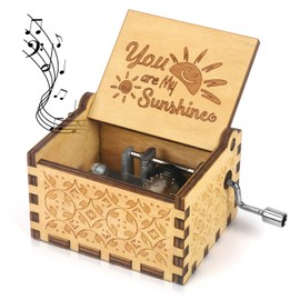 You are My Sunshine Wooden Music Boxes Engraved Vintage Wood Musical Box Gifts on Valentine's Day Birthday/Christmas for Girlfriend,Boyfriend,Parents,Children,Wife,Husband etc