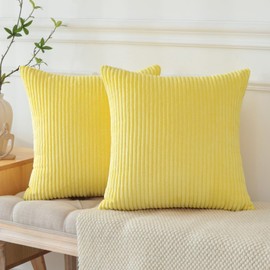 Otostar 45x45cm Nordic Set of 2 Corten Stripe Fashion Cute Modern Zipper Decorative Throw Pillow Covers for Sofa (45x45, Lemon Yellow)