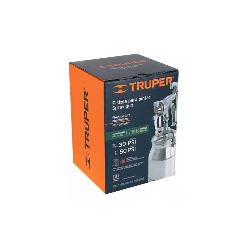 Truper Pistola De Succión Hvhp, Vaso Aluminio 1.8mm, Truper 14087
