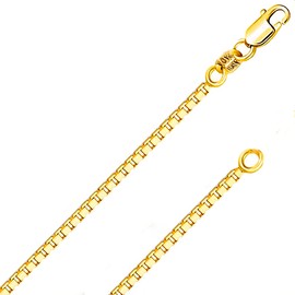 10K Solid Yellow Gold 1.1 MM Italian Diamond Cut Box Chain Necklace with Lobster Claw Clasp - Include Gift Box with Order (1.1 MM 16 Inches 10K Yellow Gold 16")