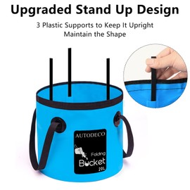 AUTODECO 5 Gallon Collapsible Bucket 1 Pack Water Container Portable Wash Basin for Fishing Camping Car Washing Hiking 20L Blue
