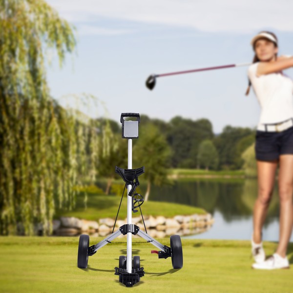 SENDERPICK Foldable 3 Wheels Golf Push Cart Lightweight Push Pull