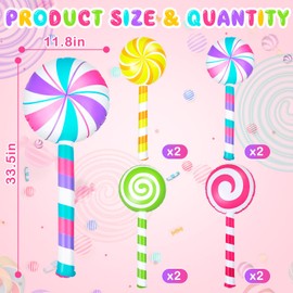 Poen 8 Pcs Christmas Large Inflatable Lollipop 29.53 Inch Candyland Birthday Party Decorations Inflatable Giant Lollipop Prop Candy Lollipop Shape Balloons for Candy Themed Party Favors(Classic)