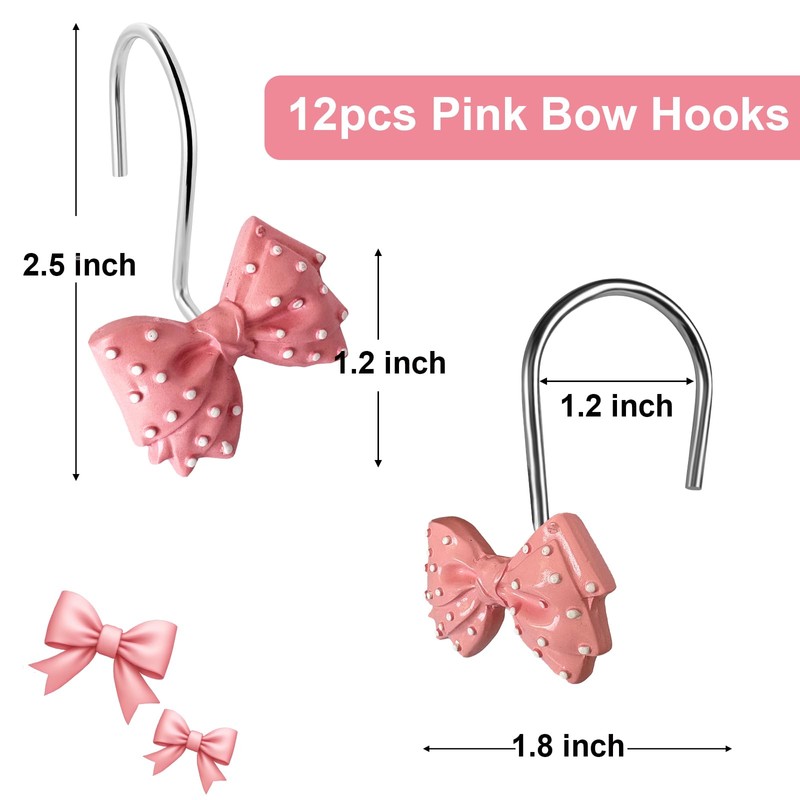 Shower Curtain Hooks Decorative Bow Tie Knot Shower Curtain Rings