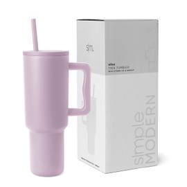 Simple Modern Vaso Térmico con Asa y Pajita | Botella de Agua Acero Inoxidable Aislado | Vaso de viaje para café helado | Trek Colección | 1180ml | Lavender Mist