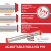 Adjustable XL Pastry Rolling Pin w/ 3 Spacer Rings -