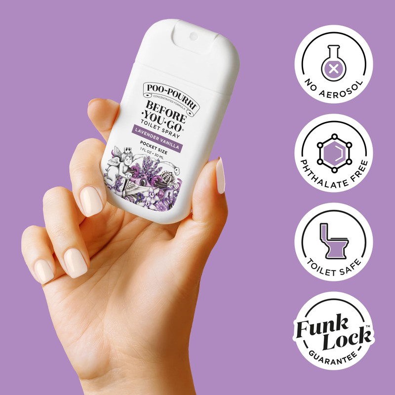 Poo-Pourri Before-You-Go Pocket Toilet Spray, Travel Essentials, Lavender Vanilla, 1