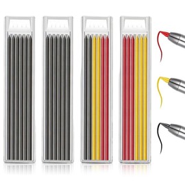 24PCS Tracer Pencil Refills, 2.8mm Carpenters Pencil Refills Replacement, Solid Deep Hole Marker, Waterproof Marking Scribe Tools, for Carpenters Builders Designers