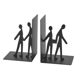 Baroni Home Bookends, Bookends for Shelf, Book Holder for Office, Living Room and Bedroom, Pair for Hand, Black, 12 x 10 x 17 cm