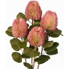 GnFlus - 4 ramos de flores artificiales de 23 pulgadas, flores falsas de otoño, color rosa, tallo largo, flores de Banksia, arreglos florales para el hogar, recámara, mesa, boda, fiesta, decoración