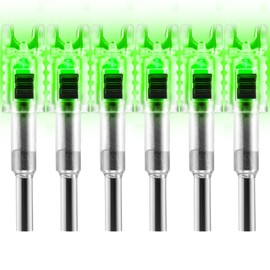 KEAUP 6 Pack Crossbow Lighted Nocks for Bolts with .285”/.297”/.300”/.305” Bushings Half-Moon Light up Knocks (Green)