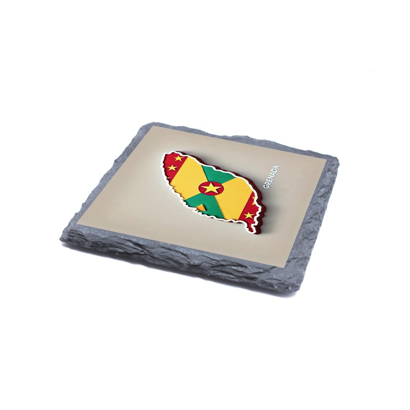 Grenada Map Slate Coaster – Caribbean-Themed Drink Coaster with Island