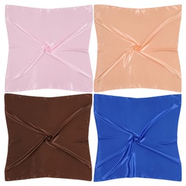 QBSM 4 Pcs 35'' Satin Head Scarf Silk Feeling Neck Scarves Hair Wrap for Sleeping Large Square Headscarf for Women