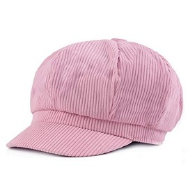 Licus Women's Vintage Newsboy Cabbie Peaked Beret Warm Baker Visor Flat Cap, Pink, 6 5/8-6 7/8