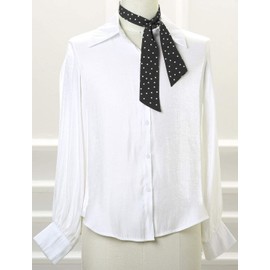 sourcing map 50s Skinny Silky Scarf Polka Dots Waistband Long Narrow Neckscarf Bag Handle Accessory Black Small Dot S